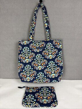 Vera Bradley Chandelier Floral Blue Tote & Zip Pouch Set outlet print spring